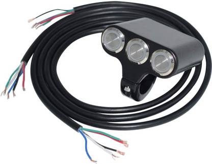 TRP Traders 12V 7/8? Triple Switch CNC Cut Motorcycle Handlebar Switch with 2 ON/Off Button & 1 Push Switch 3 A Three Way Electrical Switch