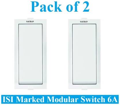 Sauran Pack of 2 Pieces 6amp ISI Marked Modular Switch White (ESP24.8) 6 A One Way Electrical Switch
