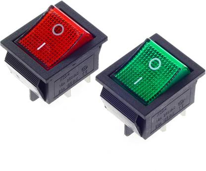 DECENT AIR SYSTEM KCD4 DPST 4Pin 2 Position Rocker Boat Switch with Indicator Lights (Red,Green) 16 A One Way Electrical Switch