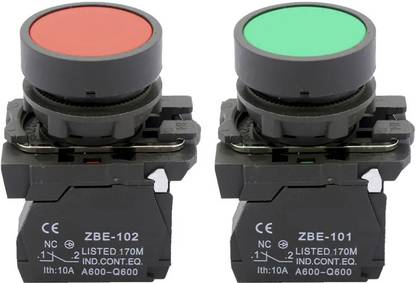 DECENT AIR SYSTEM 22mm Flat Electrical Circuits Control Industrial Push Button Switch Red Green 10 A Two Way Electrical Switch