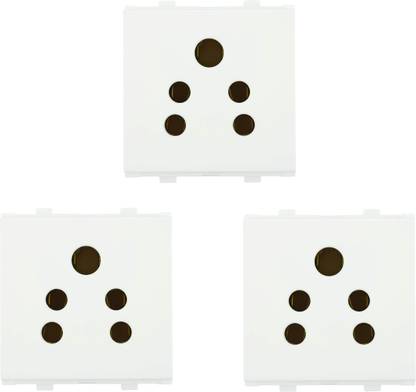 ANCHOR Penta Modular 2M 6 A 2 In 1 Socket W/O Shutter, (Pack of 3) 15 A One Way Electrical Switch