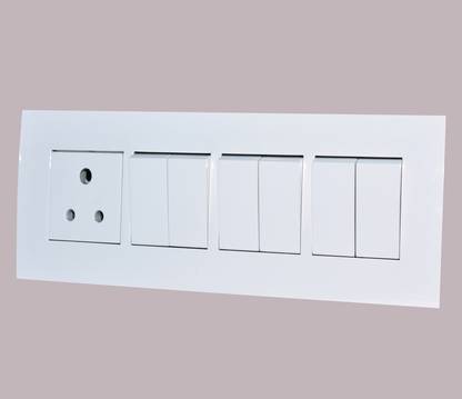 ANCHOR PENTA 8 MODULAR SWITCH BOARD (6 SWITCH 1 three PIN SOCKET WITH SURFACE BOX) Wall Plate