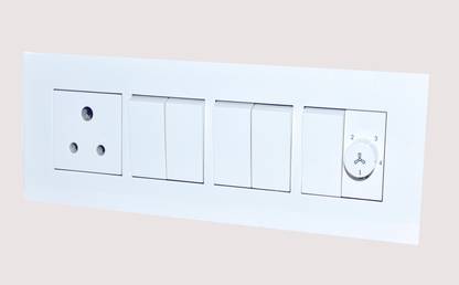 ANCHOR PENTA MODULAR 5 SWITCH 1 FAN REGULATOR 1 Three PIN SOCKET with SURFACE BOX Wall Plate