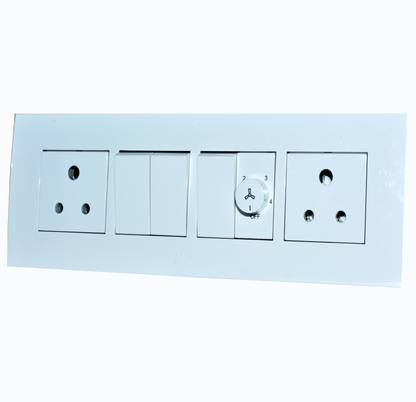 ANCHOR Penta 8 Modular Switch Board (3switch,1fan Regulator,2 Socket) With Surface Box Wall Plate