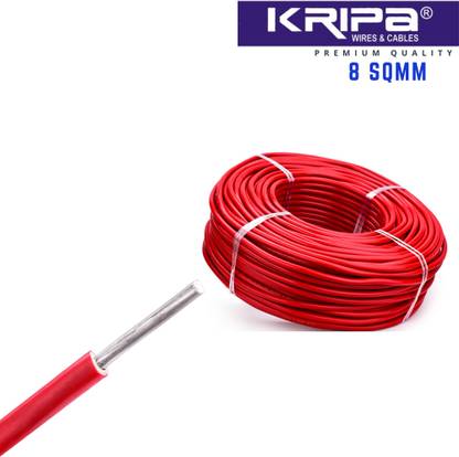 kripa 8 Sqmm Single Core Aluminium Wire Agriculture Electric Cable Heavy Load 90 MTR 8 sq/mm Red 300 ft. Wire
