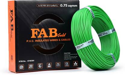 FAB GOLD COPPER 0.75 sqmm |90 MTR |Multi Strand |Electrical Wire Cable Premium quality| 0.75 sq/mm Green 300 ft. Wire
