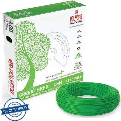 Polycab PVC 4 sq/mm Green 90 m Wire