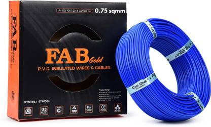 FAB GOLD COPPER 0.75 sqmm |90 MTR |Multi Strand |Electrical Wire Cable Premium quality 0.75 sq/mm Blue 300 ft. Wire