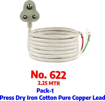 SUPER GEC 3 Pin 2 Core Cotton lead Heavy Duty Volt 1100 (Pack of 1) 5 A Three Pin Socket