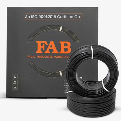 TSR FAB FR PVC, CCA Copper Multi Strand House Fitting Electric Wire Cable 10No. 1 sq/mm Black 90 m Wire