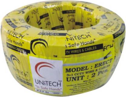 Unitech 3+1 CCTV Camera cable fo (Multipurpose) use 0.3 sq/mm White 209 ft. Wire