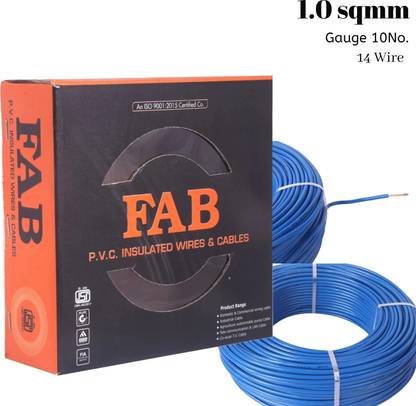 kripa FAB 1.0 sqmm FR PVC insulated Lite Single Core Copper Ftting Wire Cable 90M 1 sq/mm Blue 300 ft. Wire  (Blue)