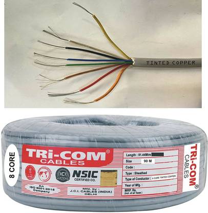 TRICOM 0.15mm Tinned Copper, (8x30 Multi 8 CORE Cable) 0.15 sq/mm Grey 91 m Wire