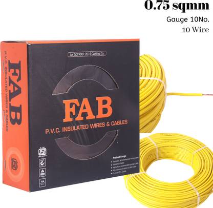 kripa FAB 0.75 SQ.MM FR PVC insulated Lite Single Core Copper Ftting Wire Cable 90M 0.75 sq/mm Yellow 300 ft. Wire