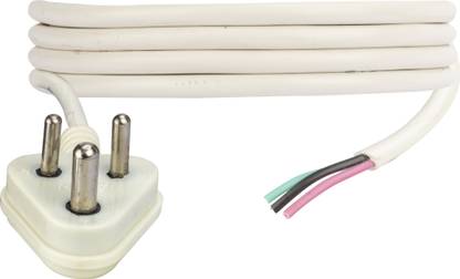 SUPER GEC 3-Pin Top Power cord for Heavy duty, Geyser, Washing Machine(23/76) 1 sq/mm White 2.5 m Wire