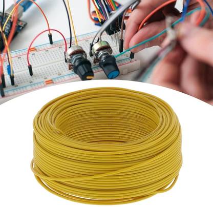 GrahLogy 1mm copper wire Unheated, 90 Meter PVC Insulated, Single Core Flexible 1 sq/mm Yellow 90 m Wire