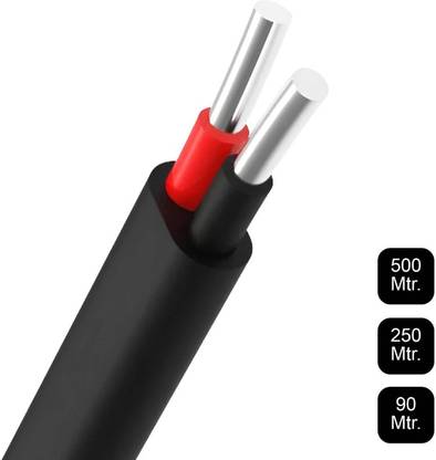 VISHWA 10 sqmm |2 CORE Flat| Aluminium Cable| Service Agriculture wire Hevy Gauge 10 sq/mm Black 91 m Wire