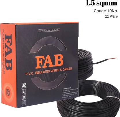 kripa FAB 1.5 sqmm FR PVC insulated Lite Single Core Copper Ftting Wire Cable 90M 1.5 sq/mm Black 300 ft. Wire  (Black)