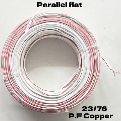 kripa 23/76 Twin Parallel Flat Copper Speaker wire for heavy duty flexible wires 0.75 sq/mm White 91 ft. Wire