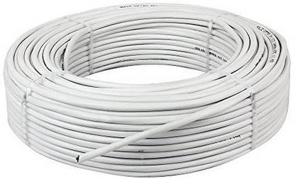 V A Antiques CCTV Wire 3+1 Full Copper Breding Alloy Mic Complete Video Transfer, 1 sq/mm White 40 m Wire