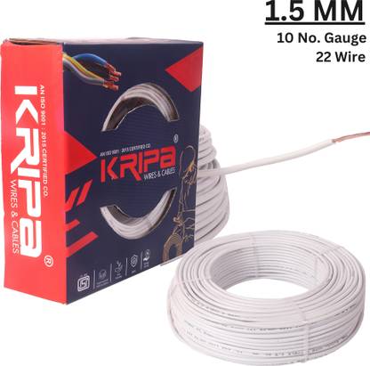 kripa FAB 1.5MM CCA Copper Multi Strand House Wire FR PVC Electrical Wiring (10No.) 1.5 sq/mm White 91 m Wire