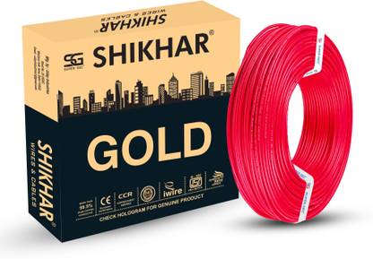 SUPER GEC SHIKHAR GOLD Multi Strand House Wiring Cable | FR PVC Insulated CCR Copper Wire 1 sq/mm Red 90 m Wire