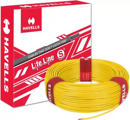 HAVELLS Life Line FR, PVC 1.5 sq/mm Yellow 90 m Wire