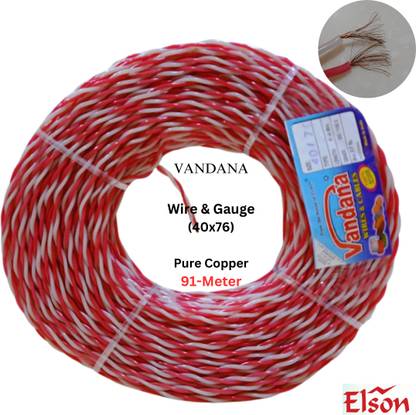 ELSON Vandana(40x76) House Wire Pvc Insulated Copper Wire(Copper Wire)(1.5 mm wire) 1 sq/mm White, Pink 91 m Wire