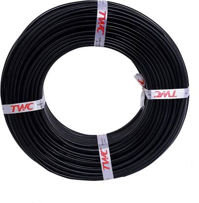 TWC Lite Single Core 4 sqmm Black 90 meter Electrical Wire - FR PVC 4 sq/mm Black 90 m Wire