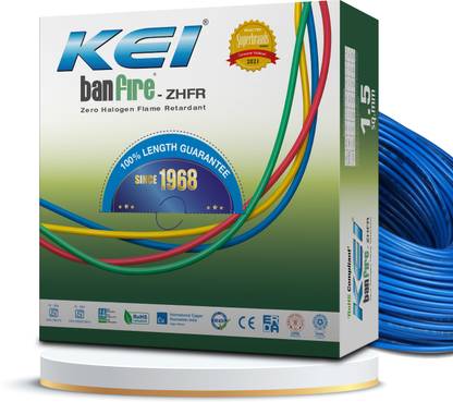 KEI Wires & Cables KEI BANFIRE Single Core (ZERO HALOGEN FLAME RETARDANT) 90Mtrs House wire 0.75 sq/mm Blue 90 m Wire
