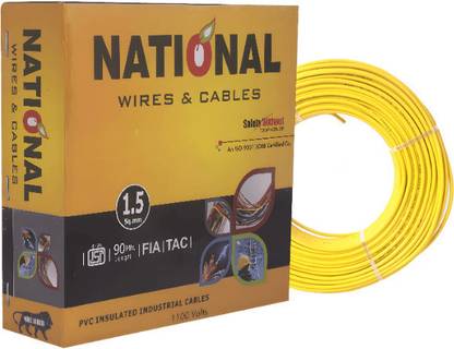 ELSON National PVC Insulated CCA Copper Wire (2.5mm wire) 2.5 sq/mm Yellow 91 m Wire