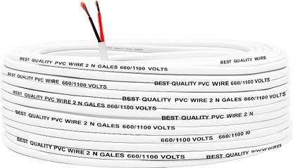 SUPER GEC 1mm CCS Copper 2 Core Flat Electric Wire | 64 Meter | 1100V FR PVC Insulated 1 sq/mm White 64 m Wire