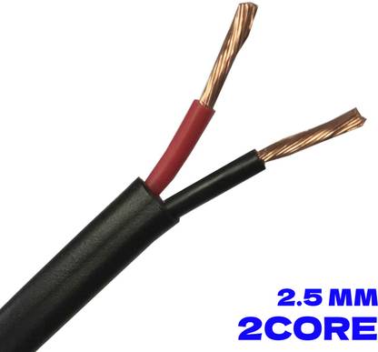 ELSON 2.5 mm x 2 Core Multi Round Core Copper Cable AC wire Multi Purpose of usage 2.5 sq/mm Black 91 m Wire