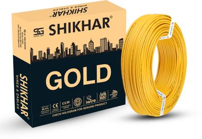 SUPER GEC SHIKHAR GOLD 1.5mm House Wiring Cable | FR PVC Insulated CCR Copper Wire 1.5 sq/mm Yellow 90 m Wire
