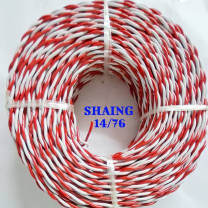 SHAING 14/76 Flexible Double Core Electrical Wire Twisted Aluminium PVC electrical wire 0.25 sq/mm Red, White 91 m Wire