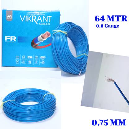 SUPER GEC 0.75 mm FR PVC CCR Copper House Wire Cable (8 Gauge) VIKRANT 0.75 sq/mm Blue 64 m Wire
