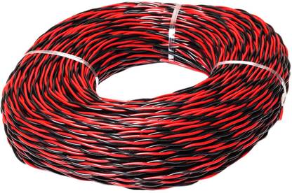 Smuf PVC Insulated 0.75mm Double Core Flexible Copper Wire & Cable For Household 1 sq/mm Red, Black 80 m Wire