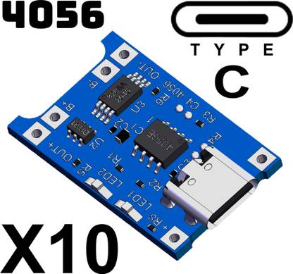 OCTAqio TP4056 USB C - PACK OF 10 - 5V 1A Lithium Battery Charger Module Protection Double-Sided PCB