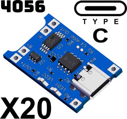 OCTAqio TP4056 USB C - PACK OF 20 - 5V 1A Lithium Battery Charger Module Protection Double-Sided PCB