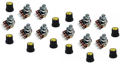 ERHIndia 10 Pair 100k Dual Potentiometer Volume Pot 100k with Knob Electronic Components Electronic Hobby Kit