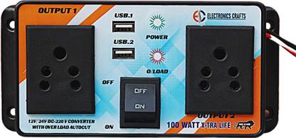 Electronics Crafts 12/24 to220volt 100watt dc to ac converter with dual usb and overload protection Worldwide Adaptor