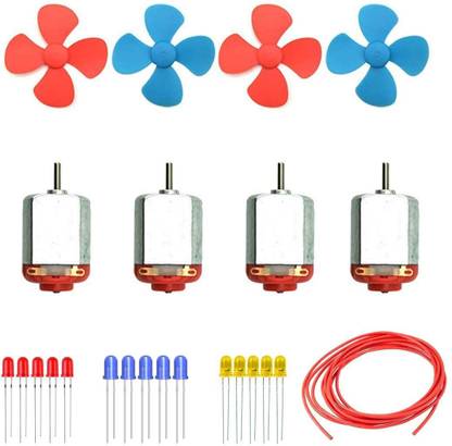 Grahikum 4X Dc Motor / 4X Propeller / 1M Wire / 5 Led (Red) for Science Project Electronic Components Electronic Hobby Kit