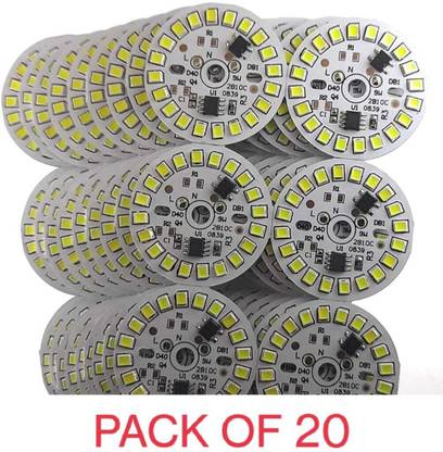 Pritam (Pack of 20) 9 WATT DOB (Direct On Board) White Color LED Bulb Raw Material Light Electronic Hobby Kit