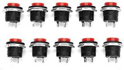 Prowans R13-507 125V 6A 16Mm No Lock Self-Reset Switch Push Button Off/On 10Pcs Electronic Components Electronic Hobby Kit