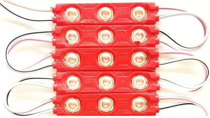 ELPH 5 Pieces {Red} 12Volt 1.5 Watt DC Optical Lens 3 LED Module Decoration Light Light Electronic Hobby Kit