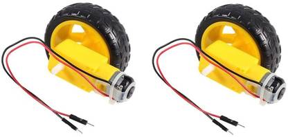 ERHIndia 2 pairDC Bo Wheel Motor kit DC Electric Dual Shaft Motor Wire attached Tire Motor Control Electronic Hobby Kit