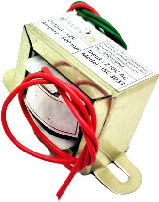 INVENTO 1Pcs 12V 0.5A 500mA 12-0-12 Copper Winding 220V AC to 12V AC Step Down Automotive Electronic Hobby Kit