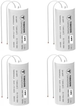 Spinxx 4 MFD Tibcon Capacitor for Ceiling Fan & Mini Cooler Motor ( Pack of 4 ) Motor Control Electronic Hobby Kit
