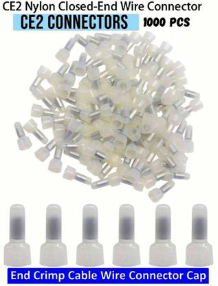 BALRAMA Plastic End Cap Terminals Crimp Closed End 1000 pc CE2 Wire End Cap Closed End Crimp Terminals Connectors Nylon Insulated Wire Connector