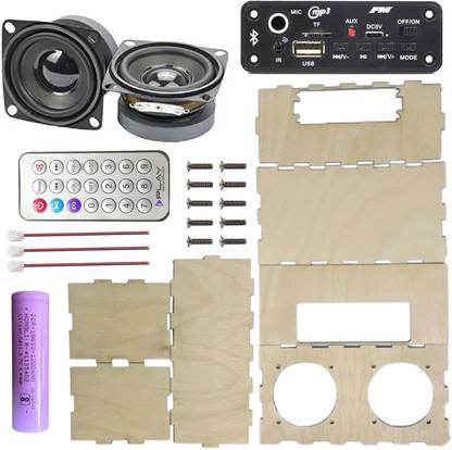 Electrobot DIY Portable Bluetooth Speaker Kit – MDF Buildable Speaker Box Sound Recorder and Sound Circuit Electronic Hobby Kit